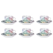Borella 25688 Santorini Set 6 Tazzine Caffe' con Piattino Ceramica