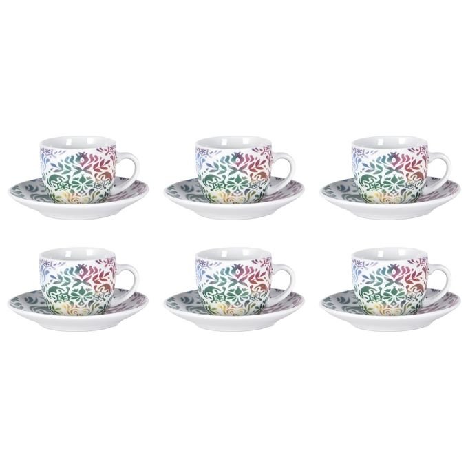 Borella 25688 Santorini Set 6 Tazzine Caffe' con Piattino Ceramica