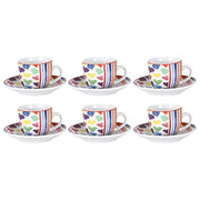 Borella 25690 Cuoricini Set 6 Tazzine Caffe' con Piattino Porcellana