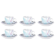 Borella 25691 Lisbona Set 6 Tazzine Caffe' con Piattino Porcellana