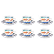 Borella 25692 Cordova Set 6 Tazzine Caffe' con Piattino Porcellana