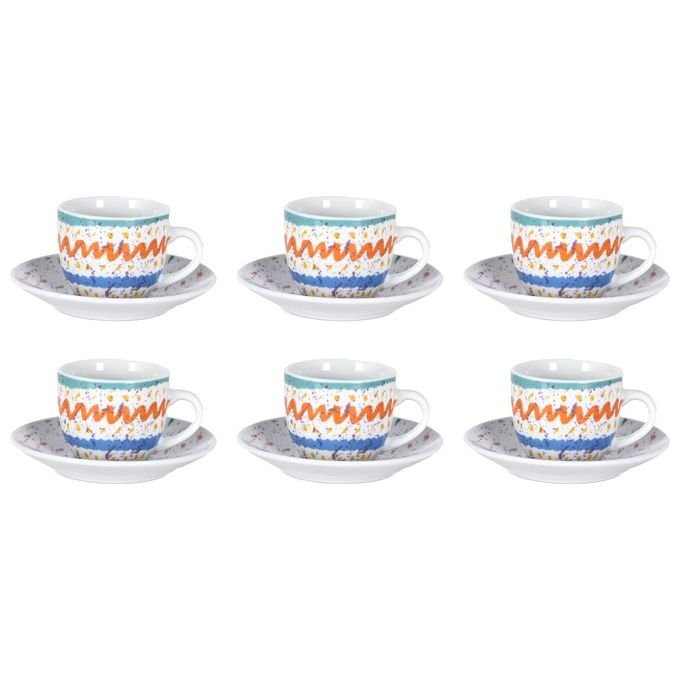 Borella 25692 Cordova Set 6 Tazzine Caffe' con Piattino Porcellana