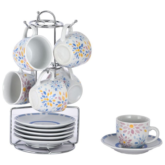 Borella 25701 Saint Tropez Set 6 Tazzine Caffe' con Piattino e Appendino Porcellana