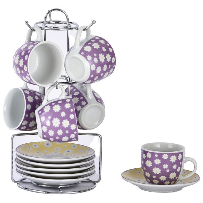 Borella 25702 Pola Set 6 Tazzine Caffe' con Piattino e Appendino Porcellana