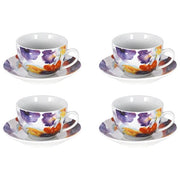 Borella 25704 Malaga Set Te' 4 Tazze con Piattino Porcellana