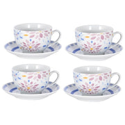 Borella 25705 Saint Tropez Set Te' 4 Tazze con Piattino Porcellana