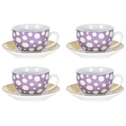 Borella 25706 Pola Set Te' 4 Tazze con Piattino Porcellana