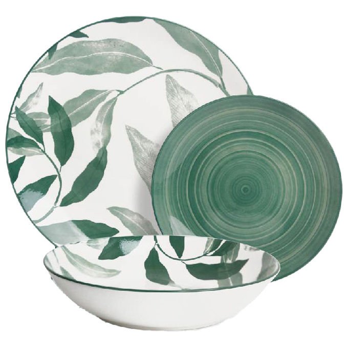 Borella 25710 Savage Servizio Piatti 18 Pezzi Porcellana colore Verde