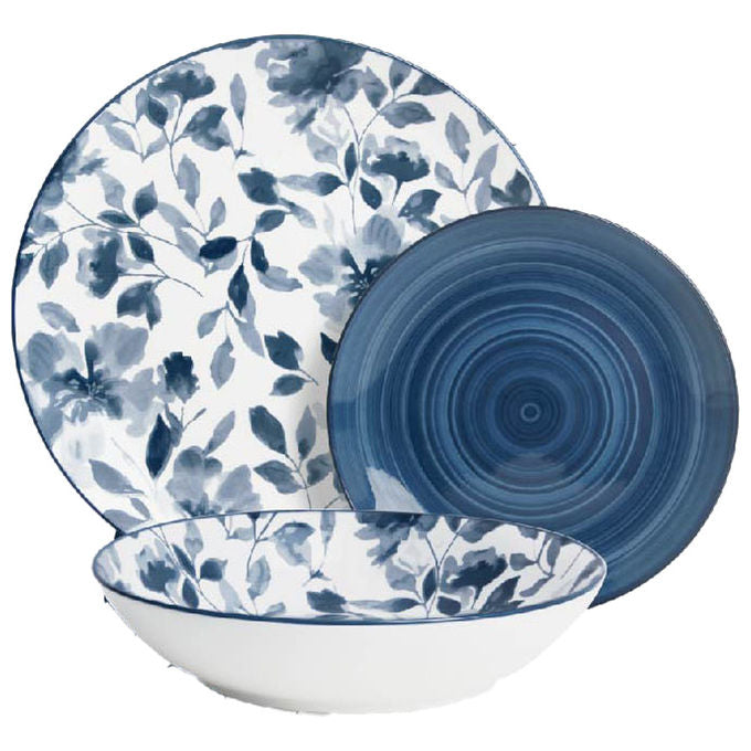 Borella 25711 Nora Servizio Piatti 18 Pezzi Porcellana colore Blu