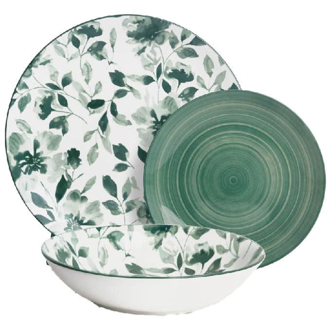 Borella 25712 Nora Servizio Piatti 18 Pezzi Porcellana colore Verde