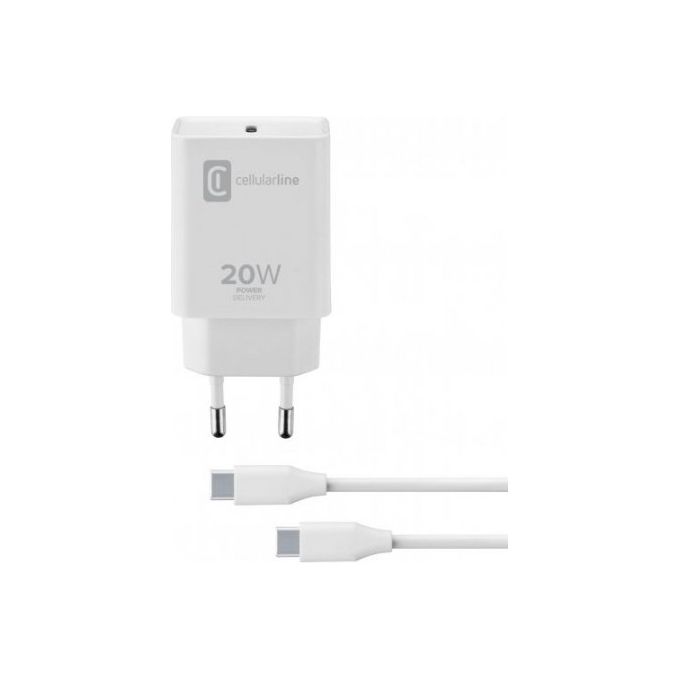 Cellularline ACHSMUSBCPD25WSMLW SuperFast Caricabatterie da rete USB-C 25W Power Delivery per Smartphone e Tablet colore Bianco