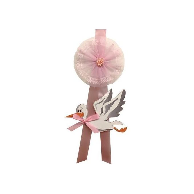 Baby Idea Fiocco Cicogna Misura Piccola Rosa