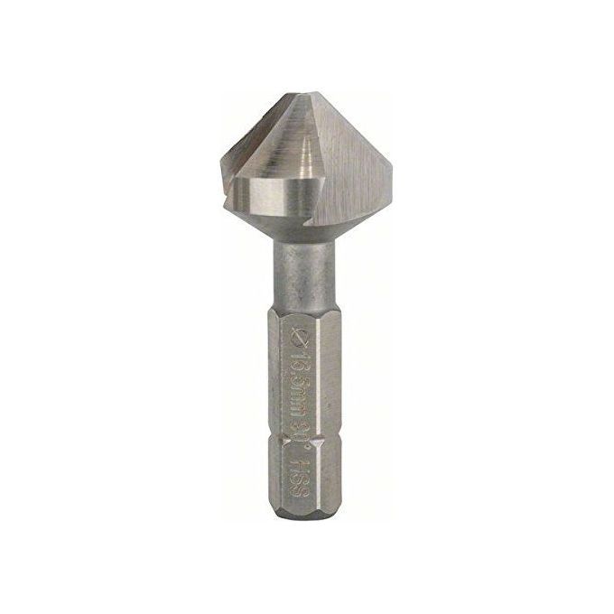 Bosch 2608596408 Svasatore Conico HSS con Codolo Esagonale 16,5 mm M 8 1-4'' 3 Taglienti 90° DIN 335 colore Nero
