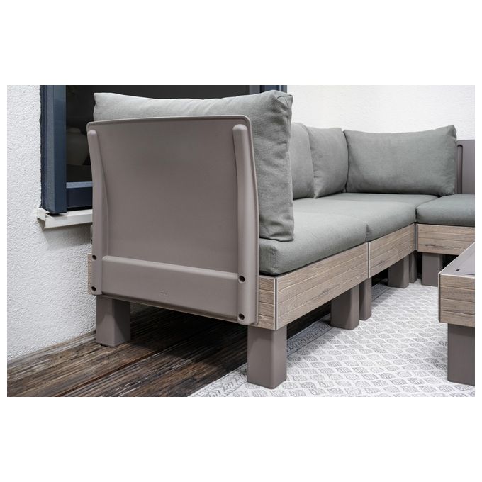 Keter Elements Extension Kit - Modulo schienale con cuscino per composizioni angolari e divanetti del Set modulare Elements - Ashwood-Cappuccino
