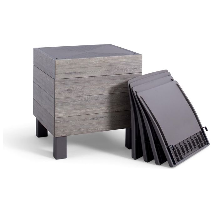 Keter Elements Modulo Seduta con Schienale e Cuscino - Consente la composizione di ogni possibile combinazione del Set modulare Elements. Facile da assemblare e compattabile per il rimessaggio invernale - 65x74x80h - Ashwood-Cappuccino
