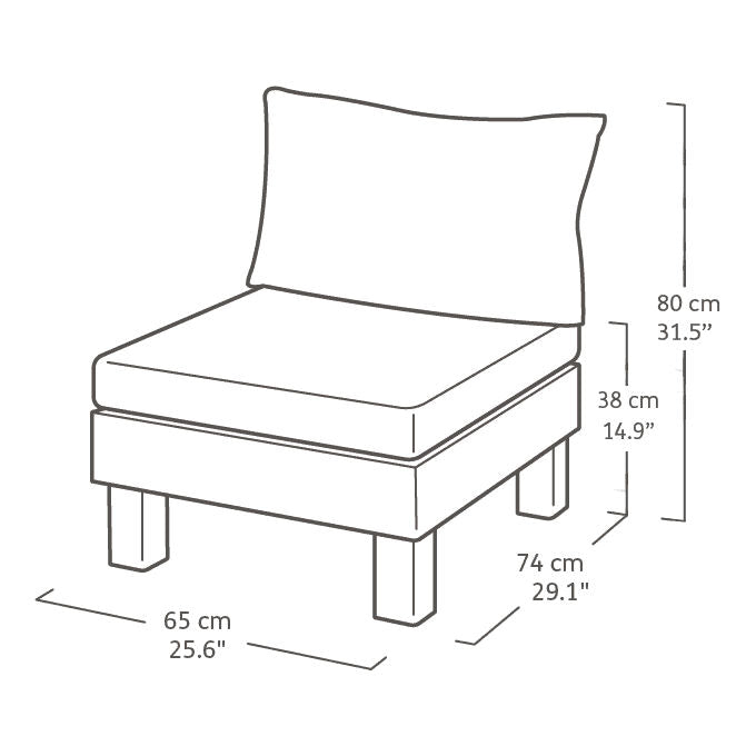 Keter Elements Modulo Seduta con Schienale e Cuscino - Consente la composizione di ogni possibile combinazione del Set modulare Elements. Facile da assemblare e compattabile per il rimessaggio invernale - 65x74x80h - Ashwood-Cappuccino