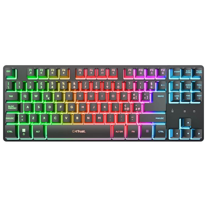 Trust 26170 GXT 831 Tastiera Gaming Wireless Tenkeyless 87 Tasti AZERTY Italiano Retroilluminata RGB Batteria Ricaricabile colore Nero