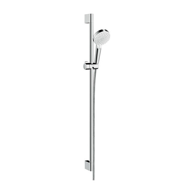Hansgrohe 26538400 Crometta Brauseset 100 Vario EcoSmart con Supporto per Doccia 90 cm 2 Getti Anticalcare Quick Clean 1600 mm Colore Bianco-Cromato