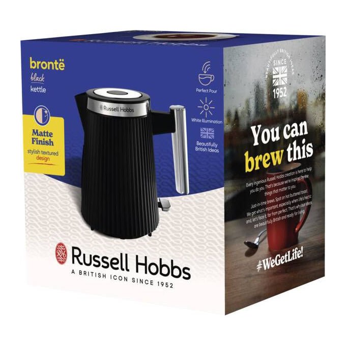 Russell Hobbs 26750-70 Brontë Bollitore Elettrico 1,7 L 2400 W Filtro anticalcare Base girevole 360° colore Nero testurizzato