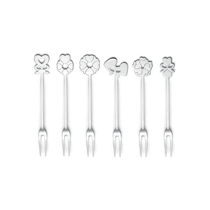 Guzzini Aperitivo Love Set 6 Forchettine Stainless Steel 18-12 Argento