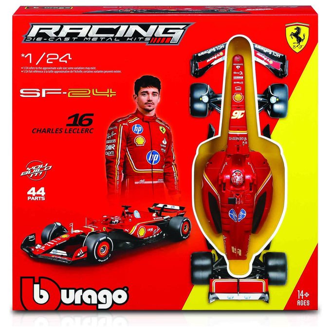 Bburago 18-26856 Kit di Montaggio Ferrari SF-24 16 Charles Leclerc F1 2024 Scala 1:24 45 Pezzi con Casco