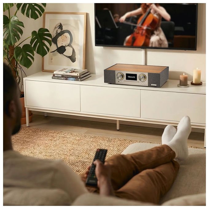 Albrecht 27000 DR 1000 Soundsystem All-in-One Analogico e Digitale DAB+ FM Internet Radio 30 W Riproduzione MP3 USB Bluetooth Wi-Fi colore Noce