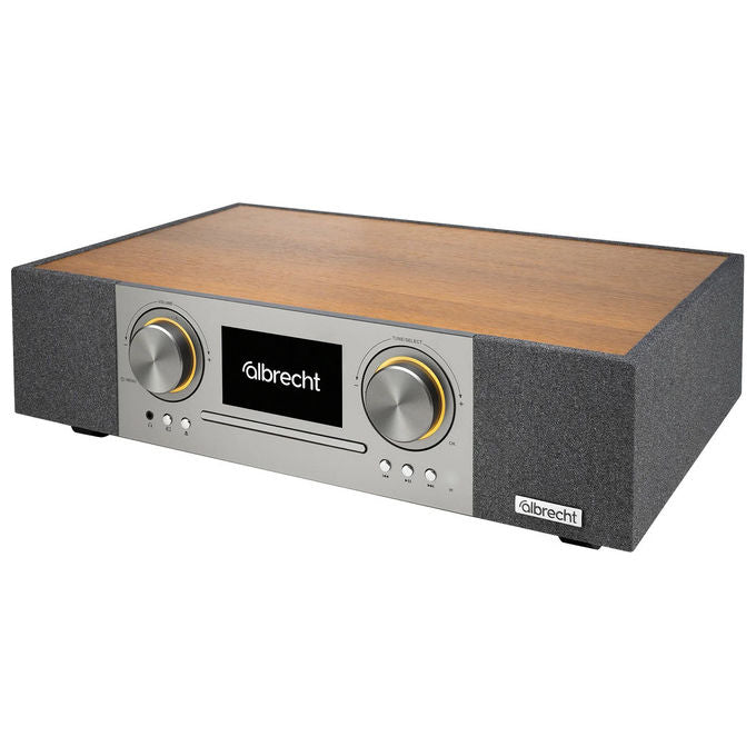 Albrecht 27000 DR 1000 Soundsystem All-in-One Analogico e Digitale DAB+ FM Internet Radio 30 W Riproduzione MP3 USB Bluetooth Wi-Fi colore Noce