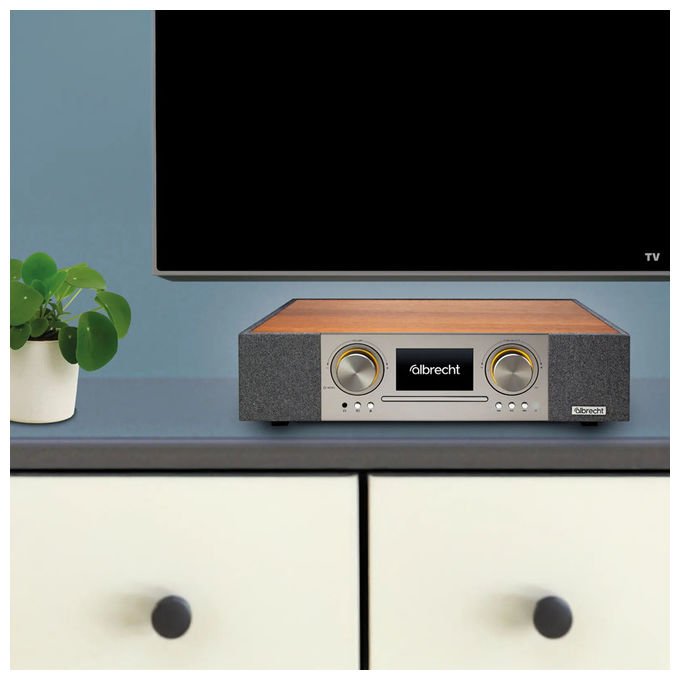 Albrecht 27000 DR 1000 Soundsystem All-in-One Analogico e Digitale DAB+ FM Internet Radio 30 W Riproduzione MP3 USB Bluetooth Wi-Fi colore Noce