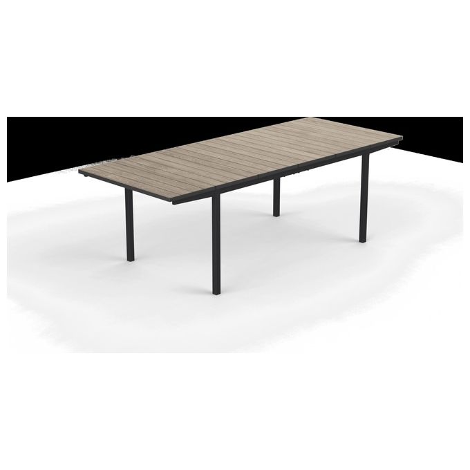 Keter Porto Nova Table 200-280 - Tavolo con estensioni, struttura in metallo, piano effetto legno Signature - 191-267x90x75,4h - Ashwood-Grafite