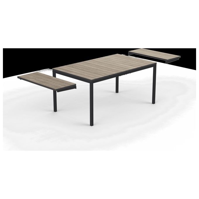 Keter Porto Nova Table 200-280 - Tavolo con estensioni, struttura in metallo, piano effetto legno Signature - 191-267x90x75,4h - Ashwood-Grafite