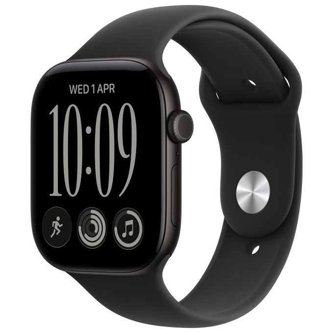 Apple MJEK4QL-A Apple Watch Series 12 GPS Cassa 46 mm in Alluminio Sensore Frequenza Cardiaca Monitoraggio Salute Completo Ricarica Rapida Ceramic Shield 2 colore Nero