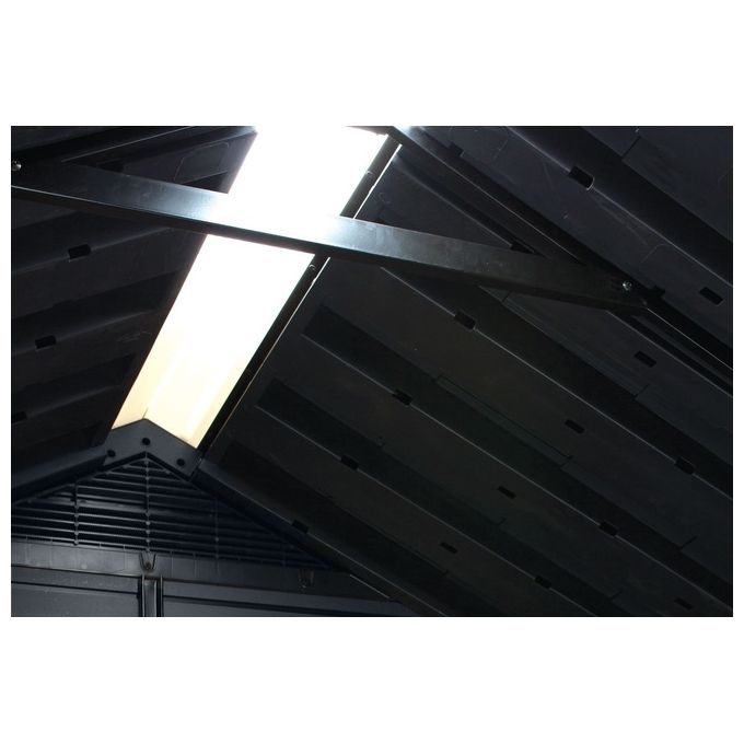 Keter 273218 Newton Plus 757-775 Casetta da Giardino in Resina EVOTECH+ 4 m² Doppia Porta 2 Finestre Lucernario Pavimento Incluso colore Grigio