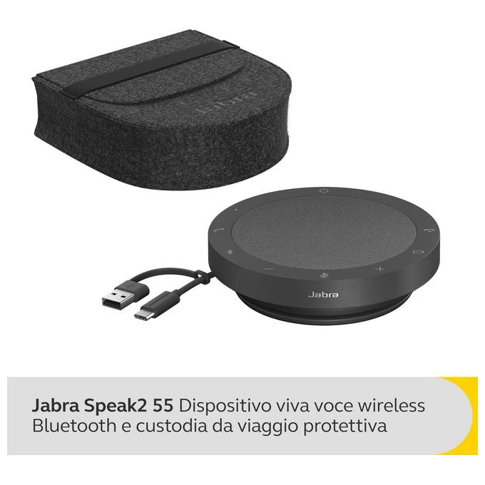 JABRA Speak2 55 UC Vivavoce Universale USB Tipo-C Grigio per Comunicazioni Professionali e Collaborazione Efficiente
