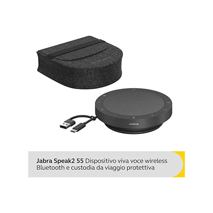 JABRA Speak2 55 MS Vivavoce Bluetooth Cablato USB-C e USB-A Grigio Scuro per Comunicazioni Professionali