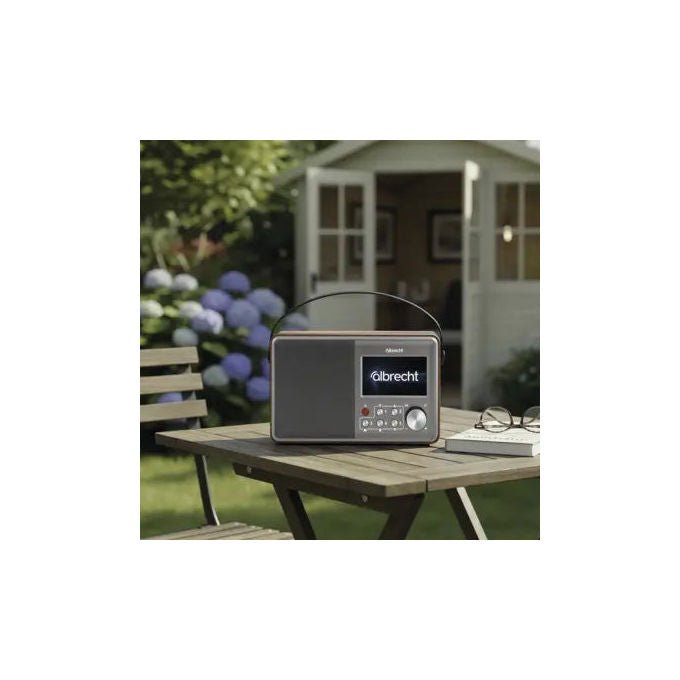 Albrecht DR862 Comfort Radio Portatile Digitale DAB+ FM Bluetooth 5.4 Schermo 4.3'' Potenza 4 W Batteria 4000 mAh Autonomia 15 h colore Grigio Legno
