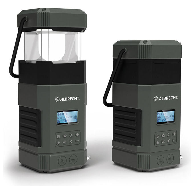Albrecht 27912 DR 114 DAB Lanterna da campeggio a batteria con radio DAB+ FM e PowerBank 80 lm 5000 mAh colore Nero