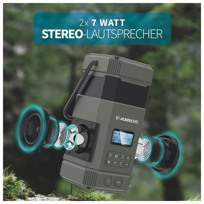Albrecht 27912 DR 114 DAB Lanterna da campeggio a batteria con radio DAB+ FM e PowerBank 80 lm 5000 mAh colore Nero