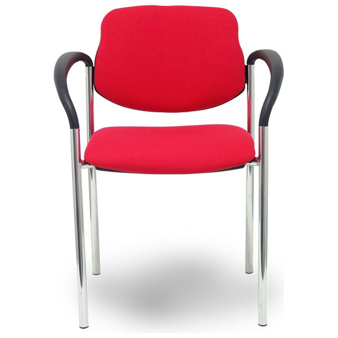 Piqueras y Crespo 27CRBALI350CB Villalgordo Sedia Fissa da Ufficio Braccioli Fissi Struttura Cromata Tessuto Bali colore Rosso