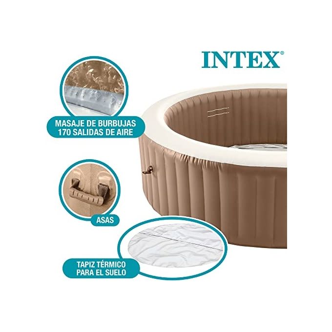 Intex 28412EX PureSpa Vasca Idromassaggio Gonfiabile Bubble Massage 8 posti 170 Getti Riscaldatore PVC Beige 236x71 cm Con Accessori 8 posti Beige