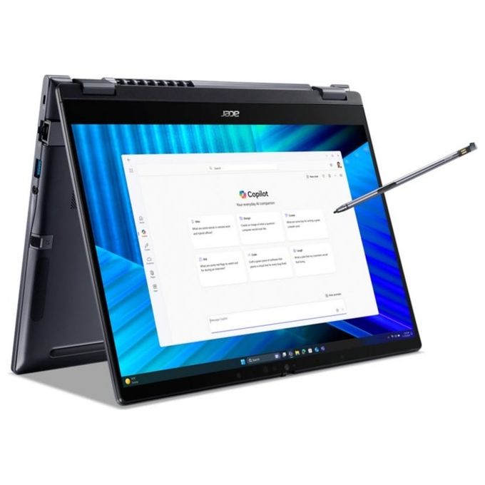 Acer TMP414RN-56-TCO-56CL TravelMate P4 Spin 14 AI Notebook Convertibile 2 in 1 Touch Screen Intel Core Ultra 5 16 GB DDR5 512 GB SSD Wi-Fi 7 Windows 11 Pro colore Argento