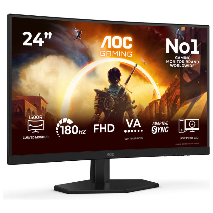 AOC C24G42FE G4 Monitor Curvo 23.6'' FHD 180Hz HDR10 colore Nero Rosso