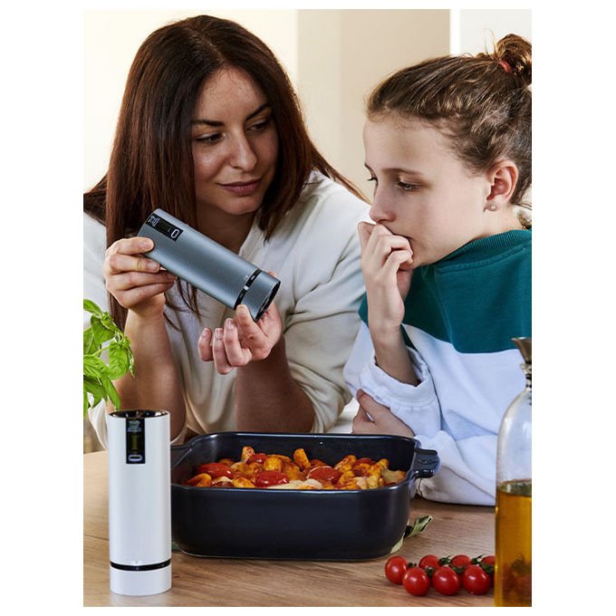 Peugeot 2-4314800 Line Electric Set macina sale e pepe con macinatura regolabile U-Select materiale alluminio e carbonio altezza 15 cm colore Grigio