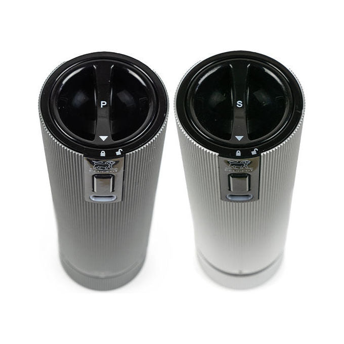 Peugeot 2-4314800 Line Electric Set macina sale e pepe con macinatura regolabile U-Select materiale alluminio e carbonio altezza 15 cm colore Grigio
