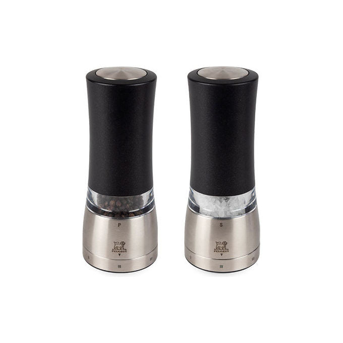 Peugeot 2-4317900 Daman Electric Set macina sale e pepe 6 impostazioni retroilluminato colore Nero, Acciaio inox, Trasparente