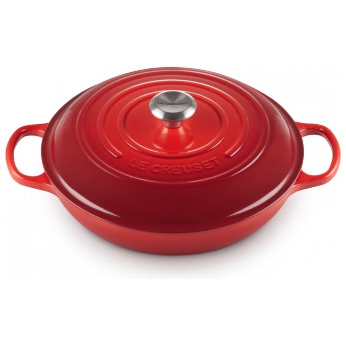 Le Creuset 21180300602430 Tegame Basso Rotondo Evolution 3.5 L Ghisa per Forno e Induzione colore Ciliegia