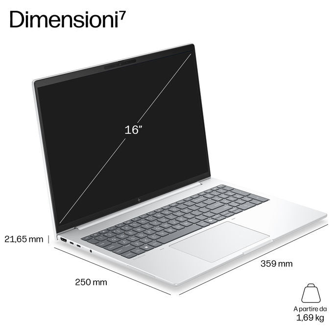 HP E43JKAT EliteBook 8 G2i 16 inch Notebook Intel Core Ultra 7 16 GB LPDDR5x-SDRAM 512 GB SSD Wi-Fi 7 5G colore Argento