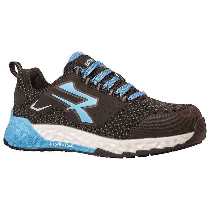 U-power DON'T WORRY... BE HAPPY! 38 VHAGAR ESD S3S CI HI HRO FO SR Scarpe Antinfortunistiche Tomaia in PUTEK Star Resistente all'Acqua e Abrasione Suola Super Critical Technology colore Nero Azzurro