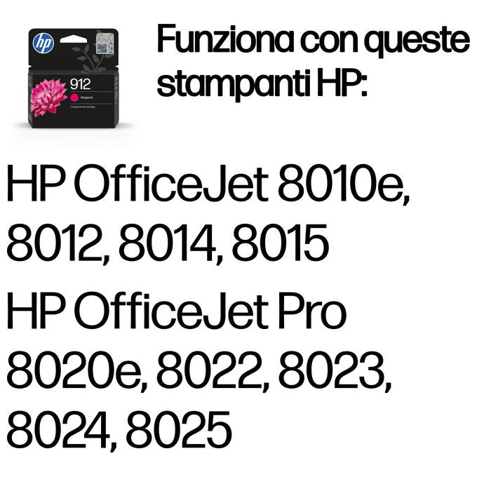 HP 3YL78AE Cartuccia di inchiostro magenta originale 912 Inchiostro a base di pigmento Resa 315 pagine 2,93 ml colore Magenta
