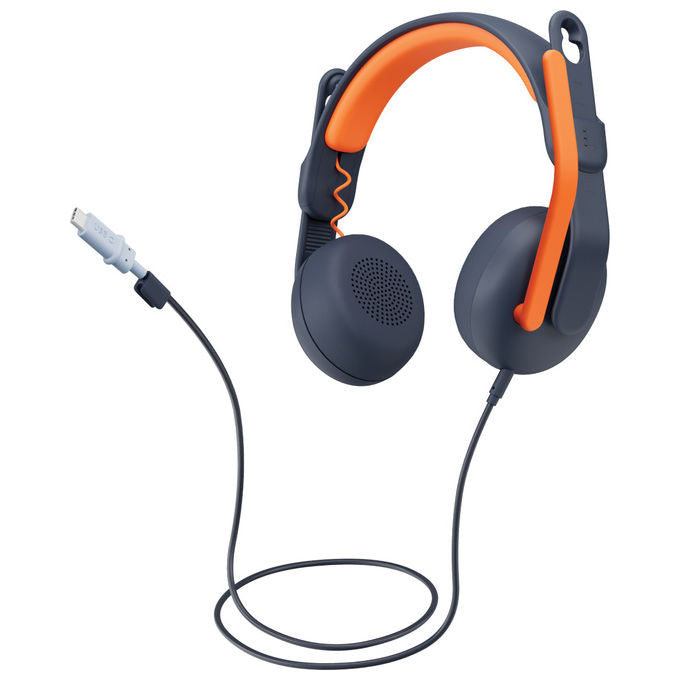 Logitech 981-001367 Zone Learn Auricolare Cablato A Padiglione Studio USB tipo-C Blu Arancione