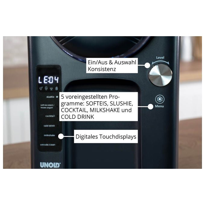 Unold 2IN1-SLUSH UND SOFTEISMASCHINE SOFIE 48956 Macchina per Granita e Soft Ice Cream Capacita' 1400 L Display LED Potenza 150 W colore Nero